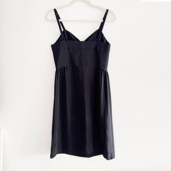 BARNEYS NEW YORK CO-OP 100% SILK ZIPPER FRONT BLACK SILK DRESS - SIZE MEDIUM - Picture 5 of 8